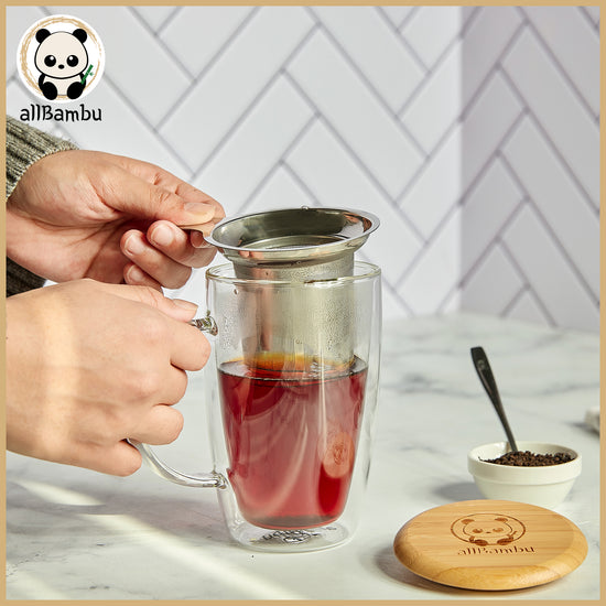 Bamboo Lid Tea Strainer