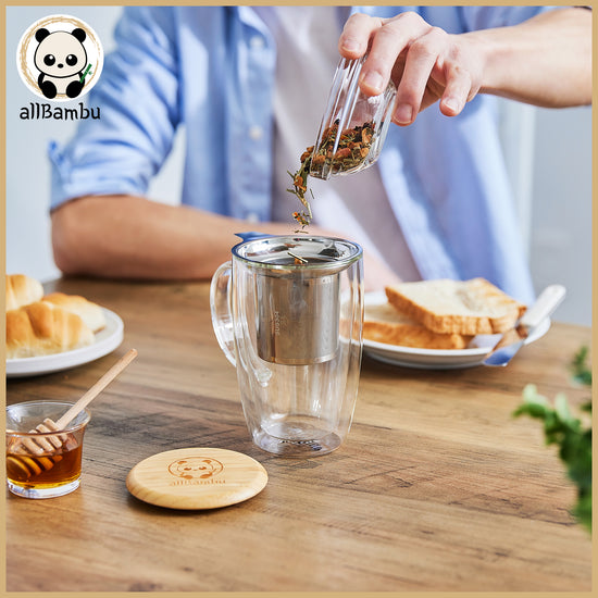 Bamboo Lid Tea Strainer