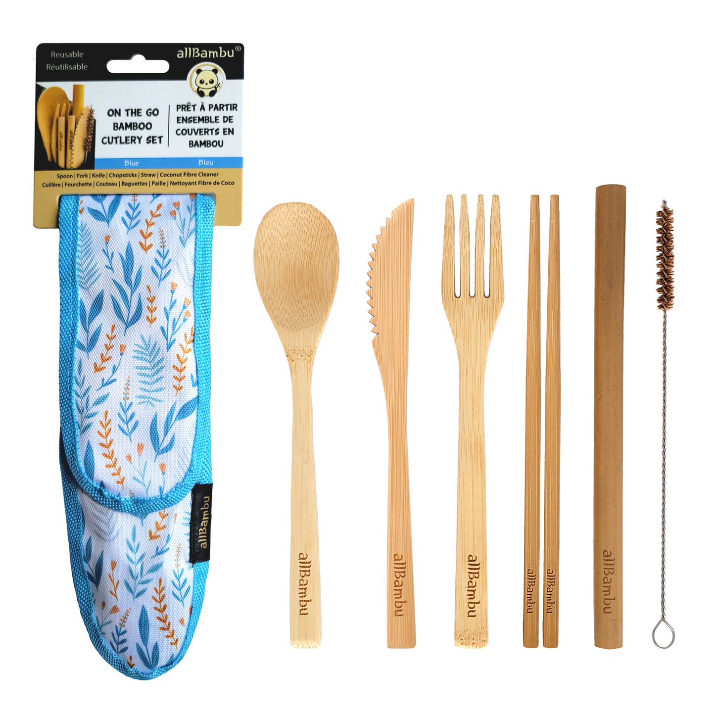 Bamboo Cutlery Set w/ Carabiner