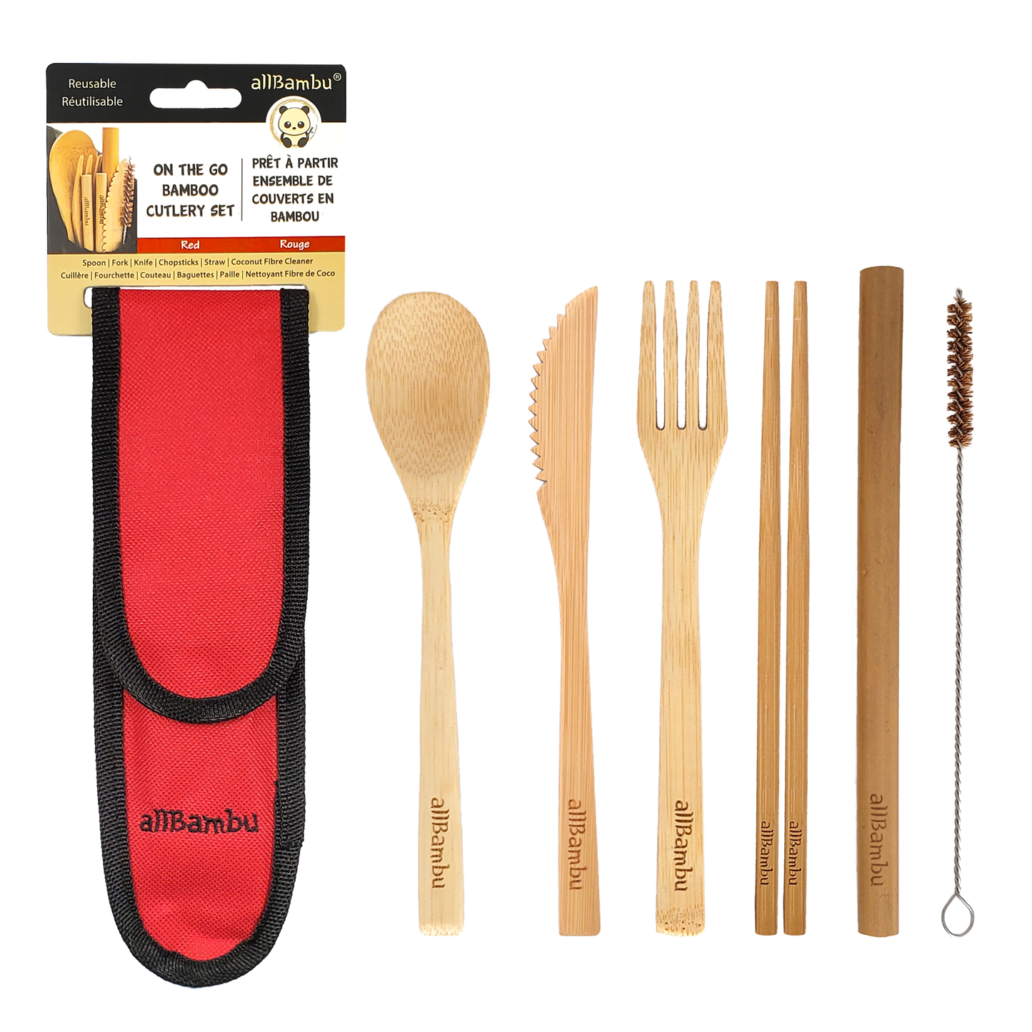 Bamboo Cutlery Set w/ Carabiner